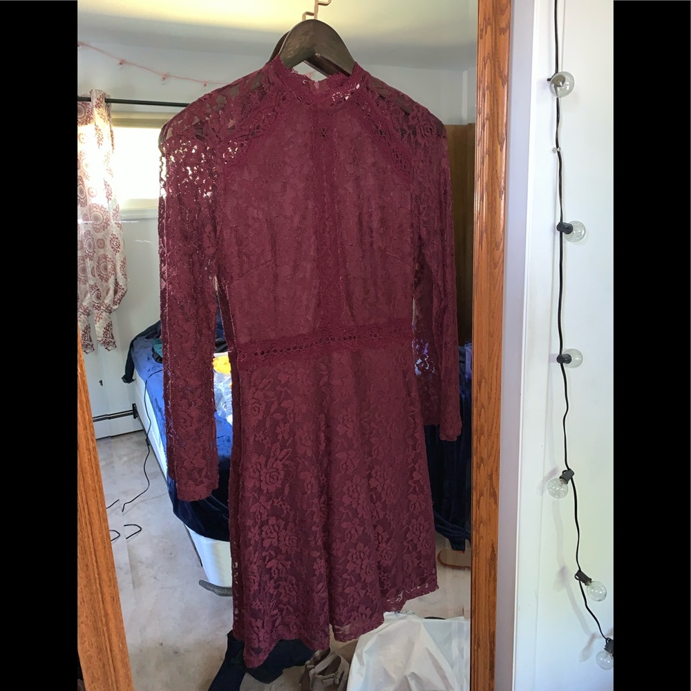 Burgundy Crochet / Lace Cocktail Dress